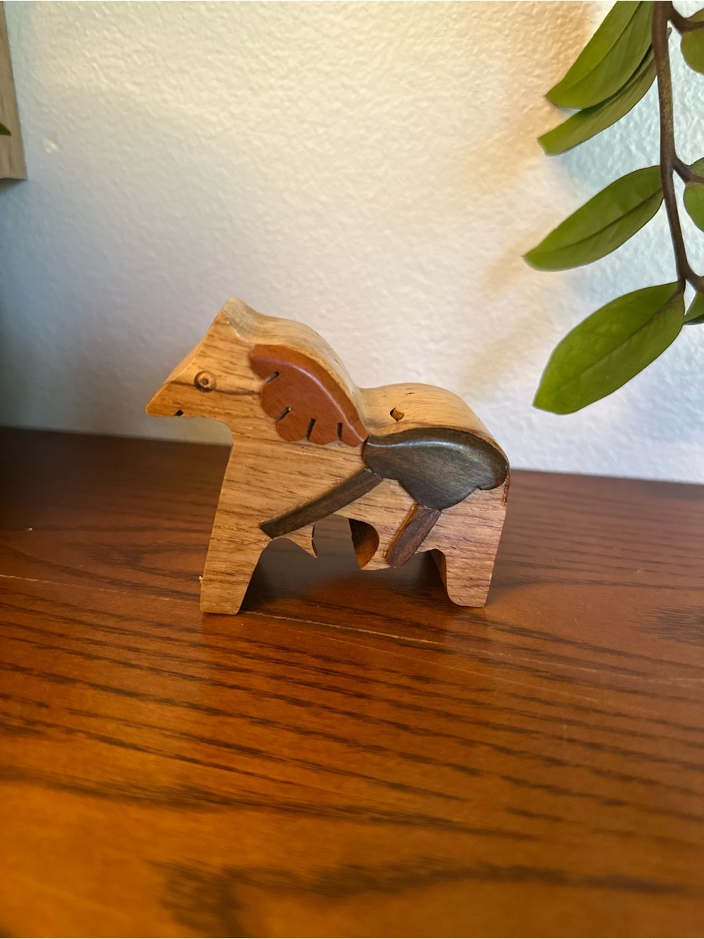 Vintage Wooden Horse Puzzle/Trinket Box